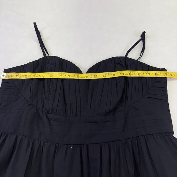 Express Brand Size XL Embroidered Ruched Black Poplin Midi Dress Black NWT - Picture 5 of 11